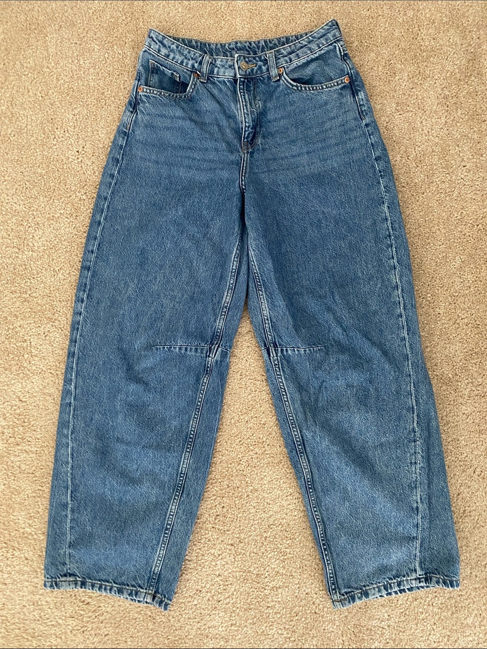 H&M High Rise Wide Leg Jeans in Blue Denim